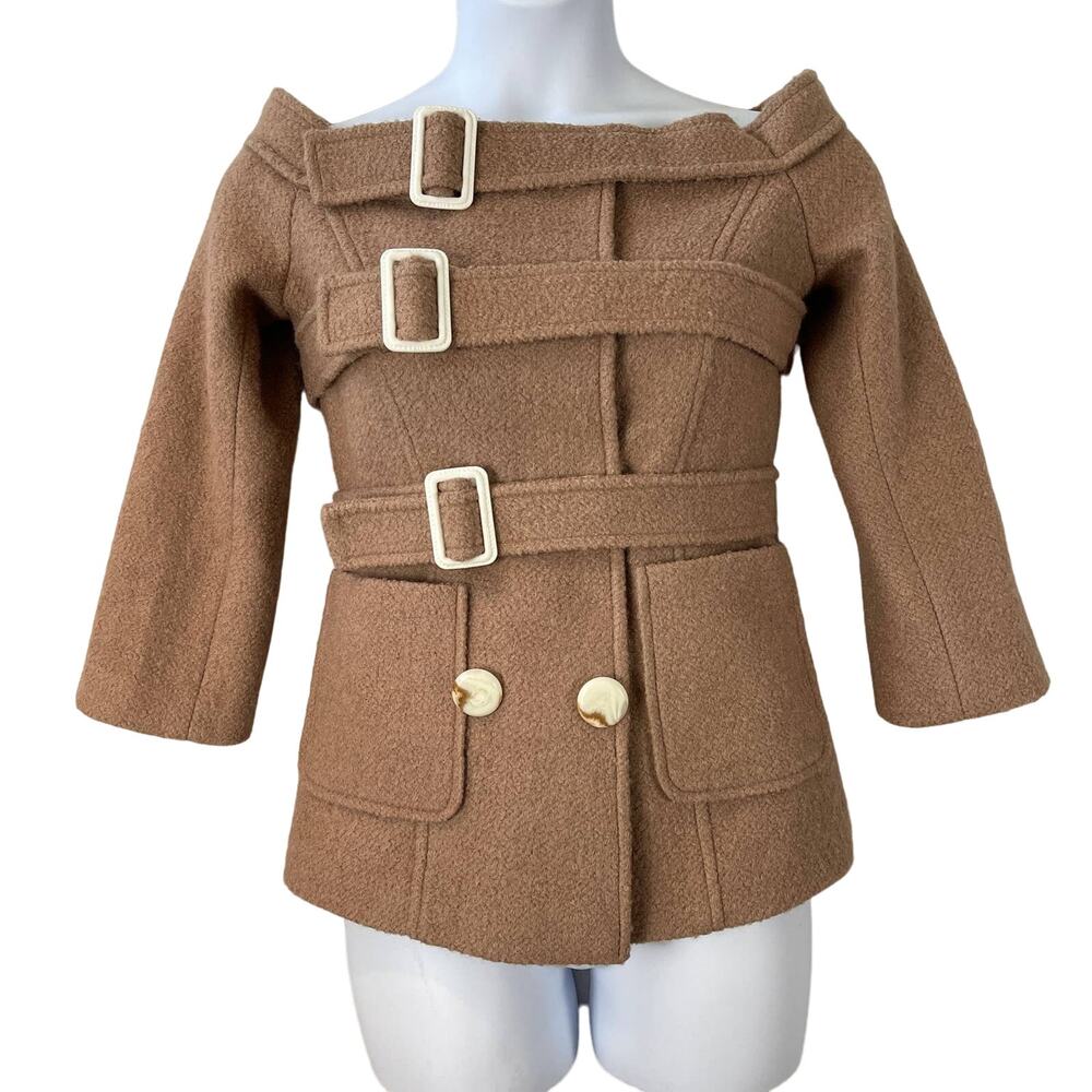 Quaint by Durlana Quantas Wool Bouclé Portrait Neckline Coat Size 38